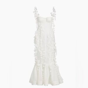 Zimmermann Petal Appliqué Linen-Silk Corset Gown